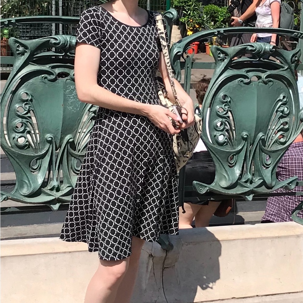 Uniqlo fit and flare short-sleeved dress with built in bra